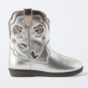 ZARA Metallic Cowboy Boots size 6 1/2